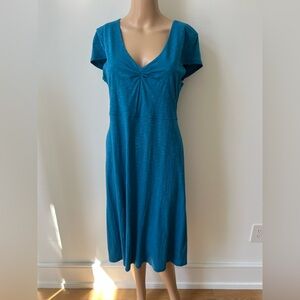 Toad&Co Teal Short-Sleeve V-Neck Midi Dress